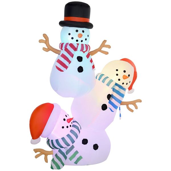 Inflatable Christmas Snowman Decoration - 70.9" Stacked Design with LED Lights, Outdoor Safe, Holiday Decor 2024