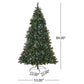 7 ft Frosted Hinged Christmas Tree with 450 Clear Lights, 52 Pine Cones & 26 Red Berries – Festive Holiday Decor for Home 2024