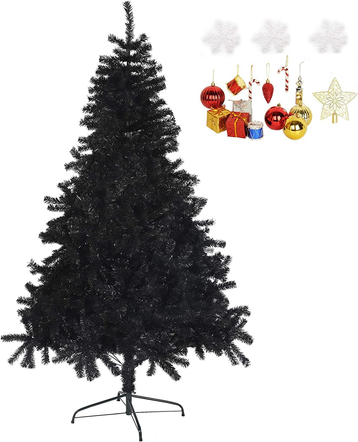 8' Black Premium Artificial Christmas Tree with Sturdy Metal Stand - Unique Holiday Decor for Home & Office 2024