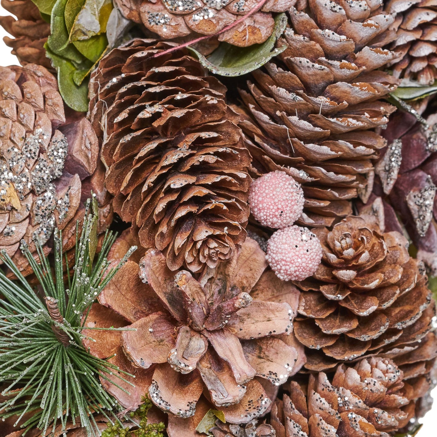 Natural Pine Cone Christmas Wreath – 18.5-inch Glitter Accents, Perfect for Front Door Decor, Holiday 2024