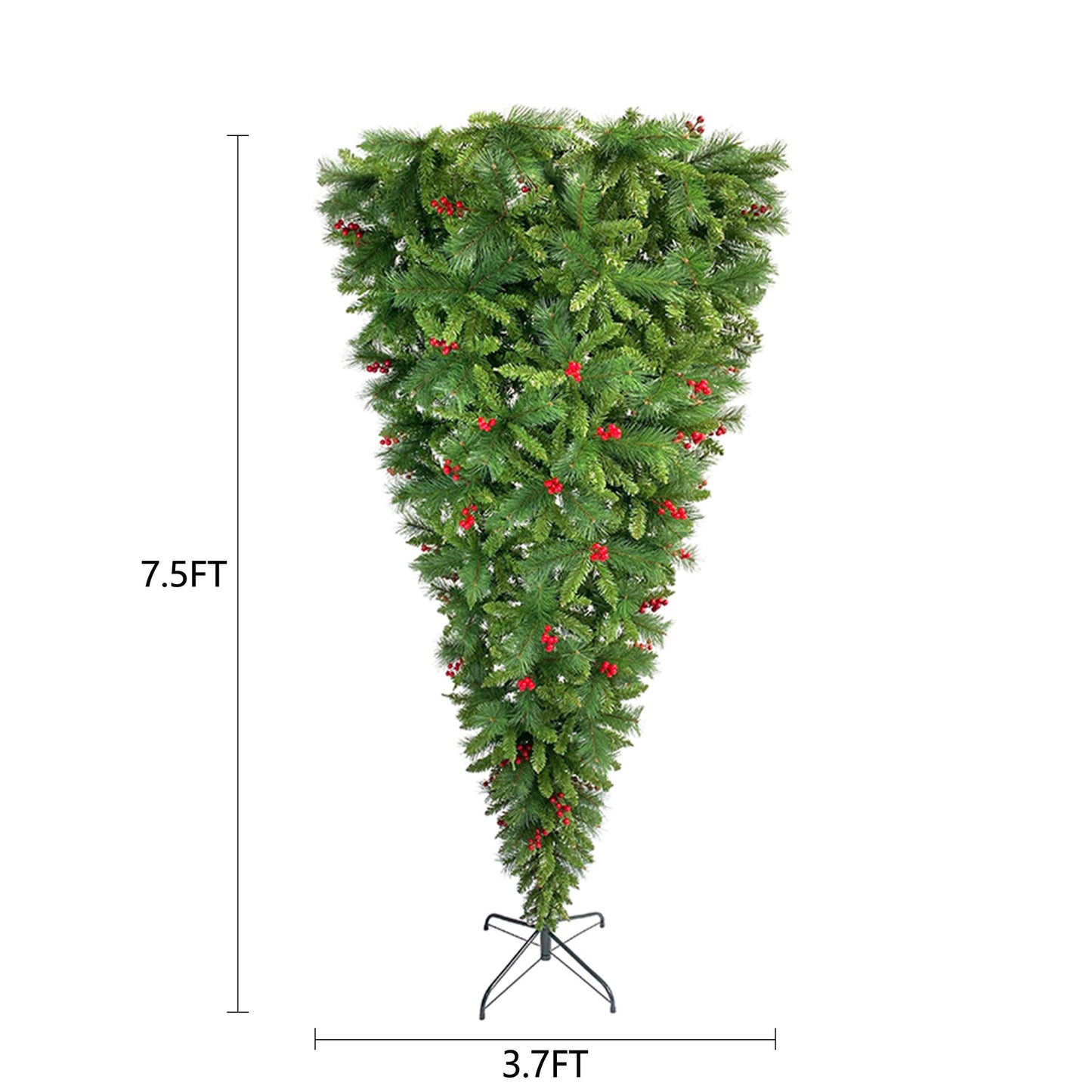 7.5 ft Unique Upside Down Christmas Tree with Santa's Legs and Artificial Berries – Festive Holiday Decor for 2024