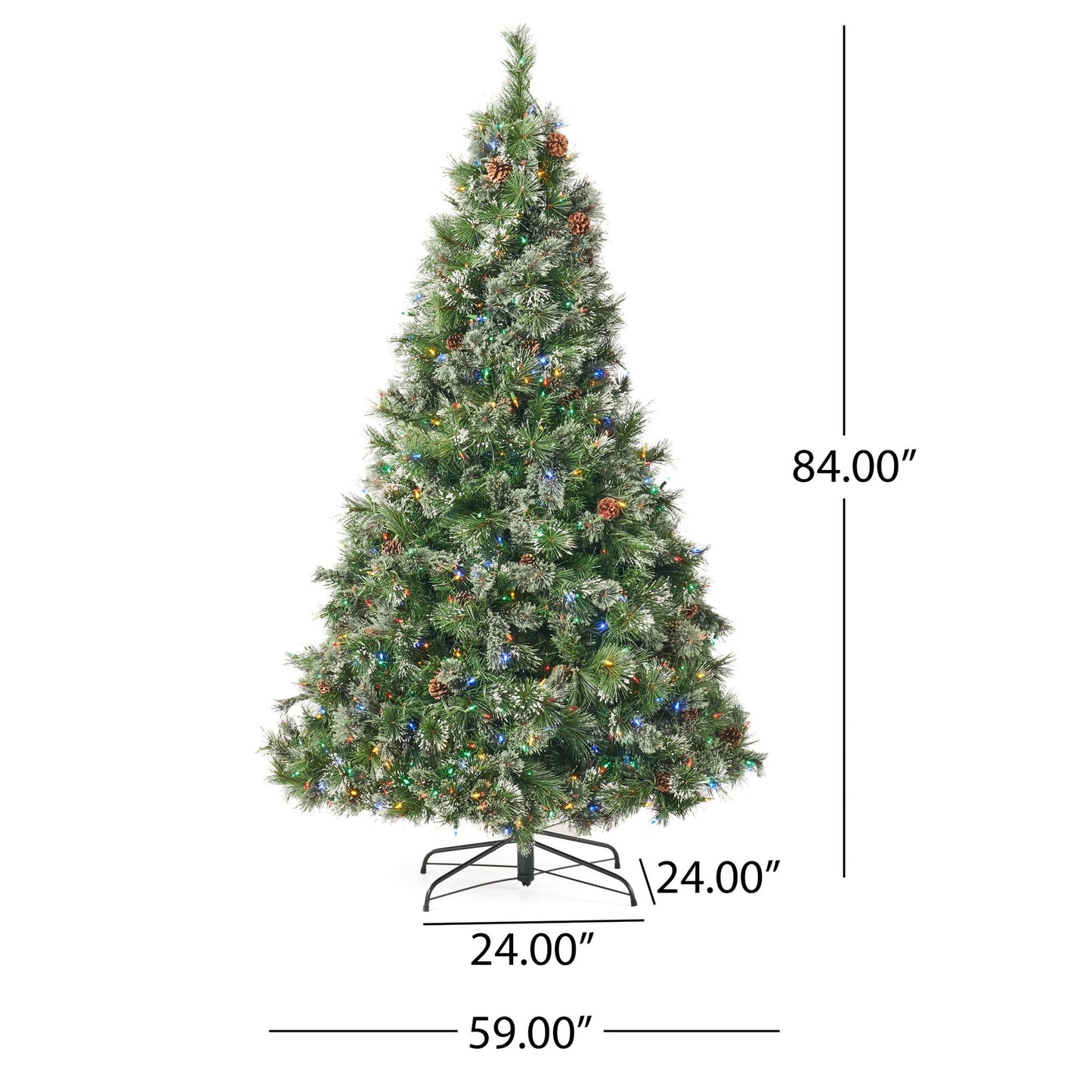 7 ft Snow-Flocked Cashmere Christmas Tree with 900 LED Lights & 75 Pine Cones - Perfect Holiday Decor for Christmas 2024