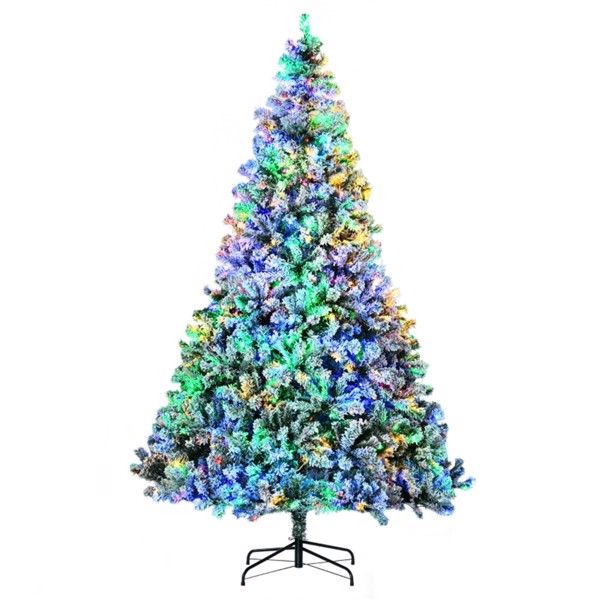 9 ft Pre-Lit Snow-Flocked Christmas Tree – Stunning Holiday Decor with 900 LED Lights, Perfect for Home & Office Christmas 2024