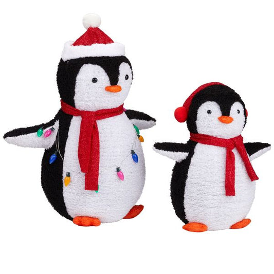 Charming 2-Pack Lighted Plush Penguin Christmas Yard Decor with 150 Warm White LEDs and Multicolor String Lights – Perfect for Indoor and Outdoor Holiday Cheer