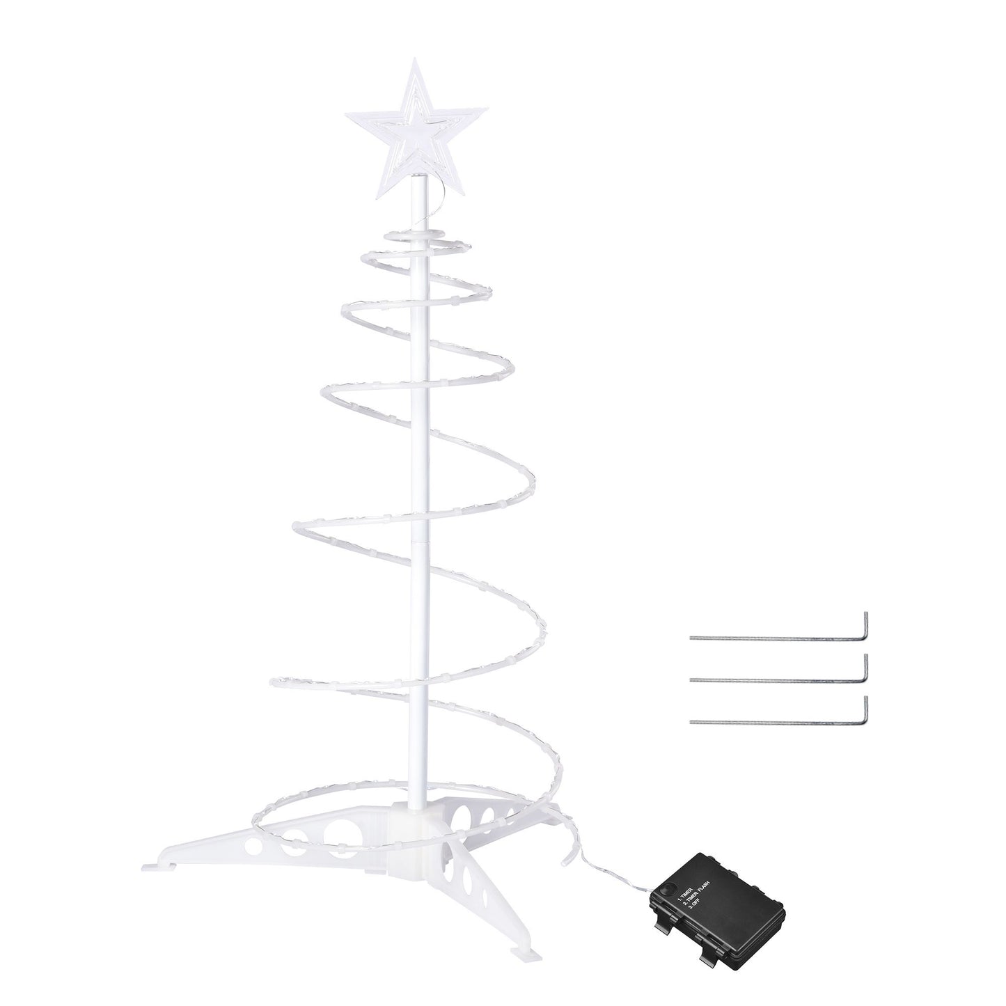 2 ft Lighted Spiral Christmas Tree with Warm White LEDs - Battery Operated Festive Decor for Holiday 2024