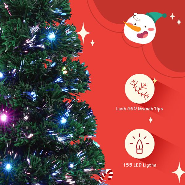 4 ft Pre-Lit Optical Fiber Christmas Tree Set - Colorful LED Lights with Garland, Wreath & Entrance Trees for Festive Holiday Decor 2024