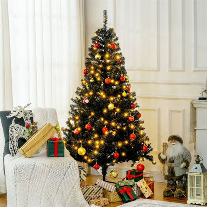 6 ft Pre-Lit Black Christmas Tree – Realistic Holiday Decor with 250 LED Lights, Perfect for Christmas 2024