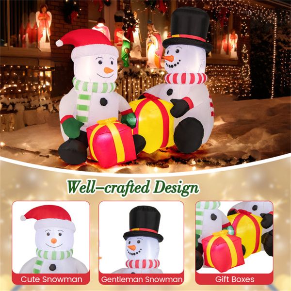 5ft Inflatable Snowman with Gift Boxes – LED Lit Holiday Decor for Outdoor Use, Christmas 2024