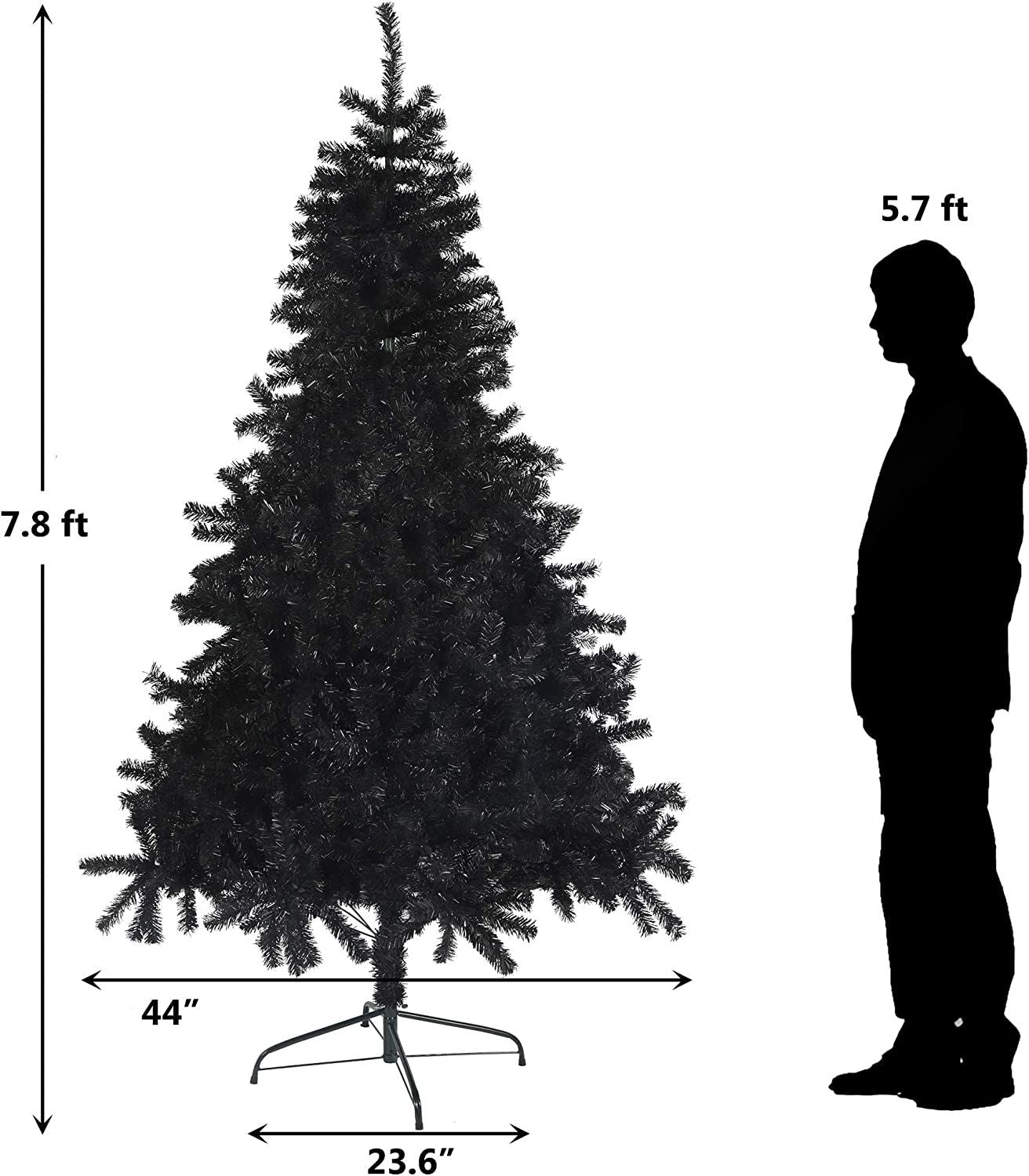 8' Black Premium Artificial Christmas Tree with Sturdy Metal Stand - Unique Holiday Decor for Home & Office 2024