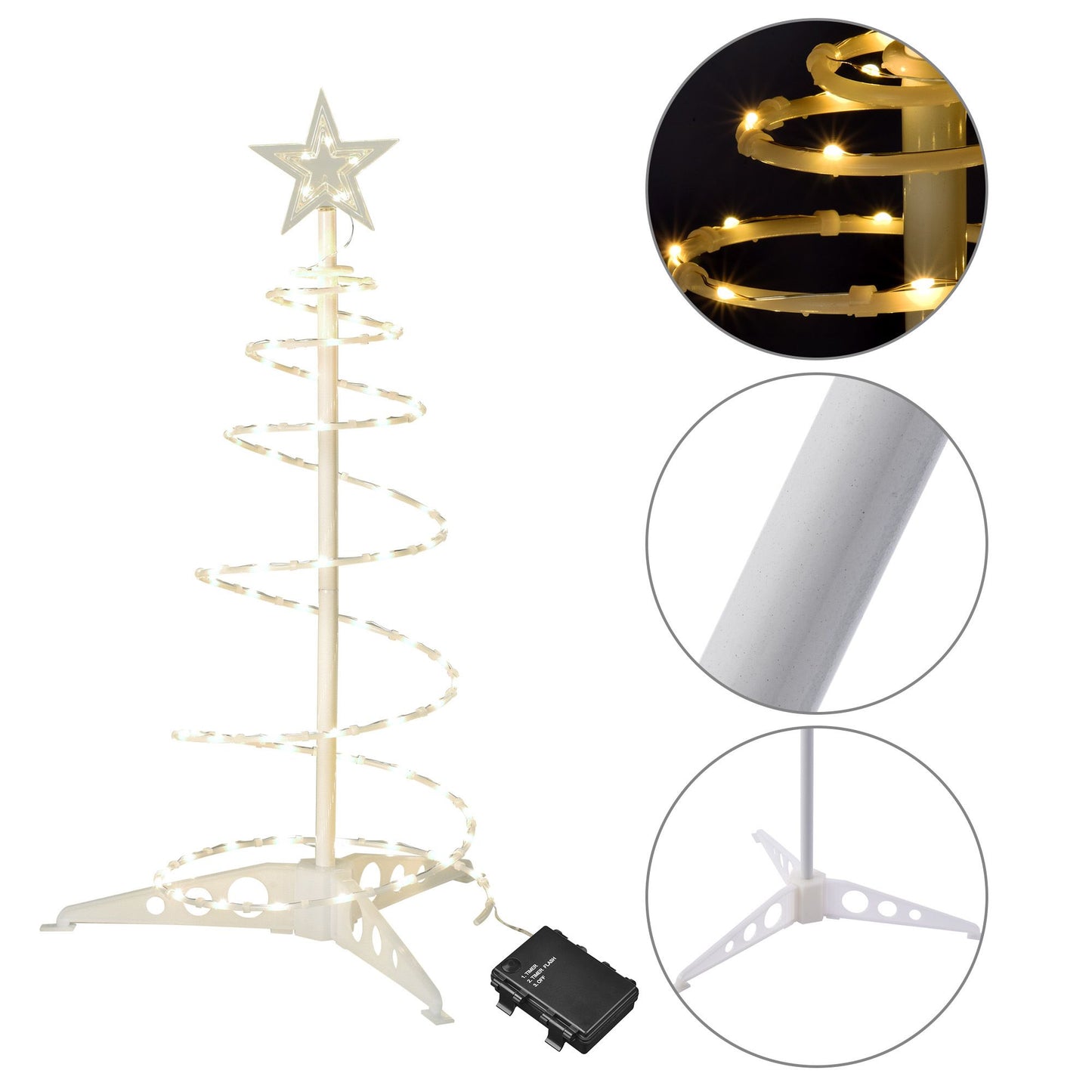 2 ft Lighted Spiral Christmas Tree with Warm White LEDs - Battery Operated Festive Decor for Holiday 2024