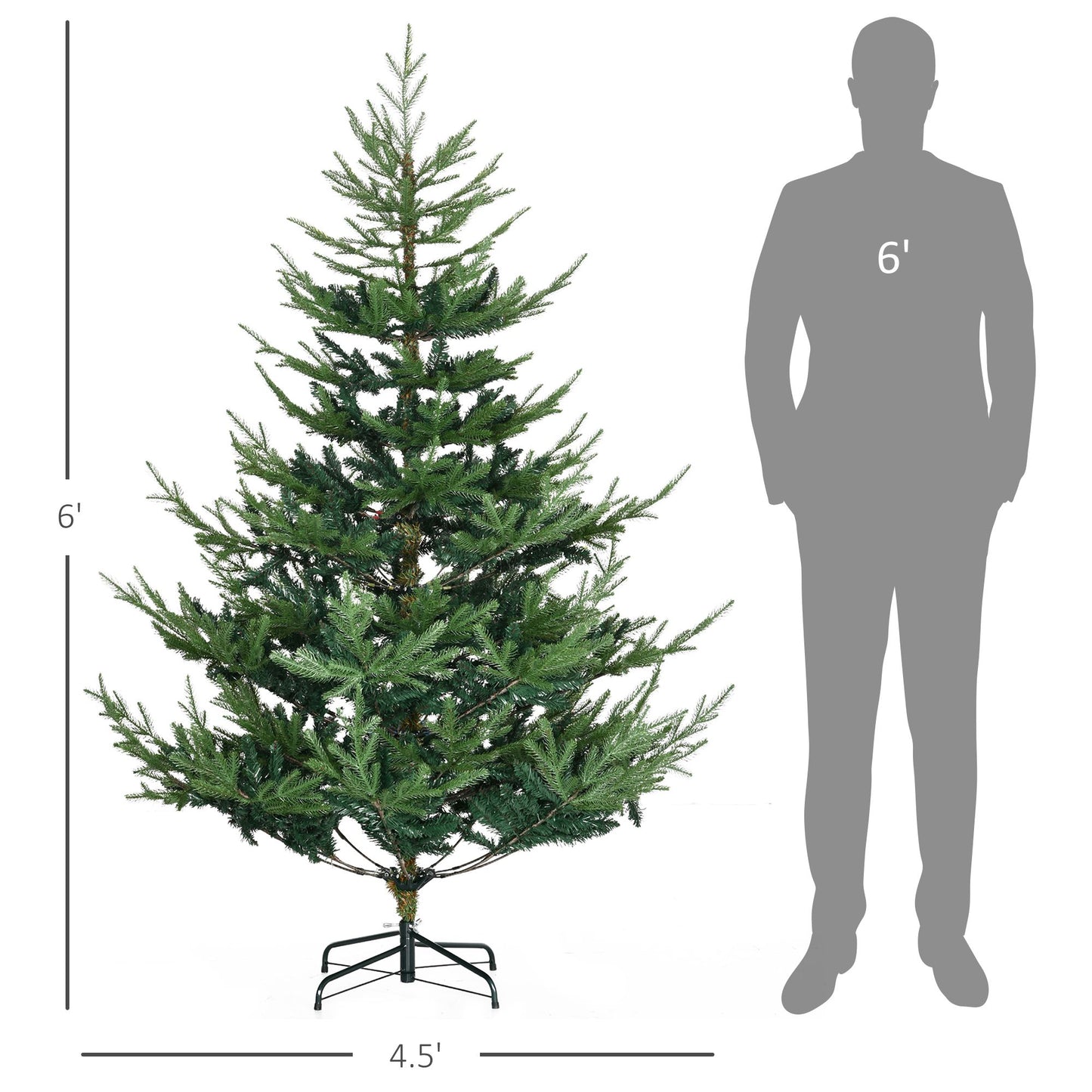 6 ft Realistic Artificial Christmas Tree – Hinged Pine Design with 795 Branches, Easy Assembly for Holiday Decor 2024