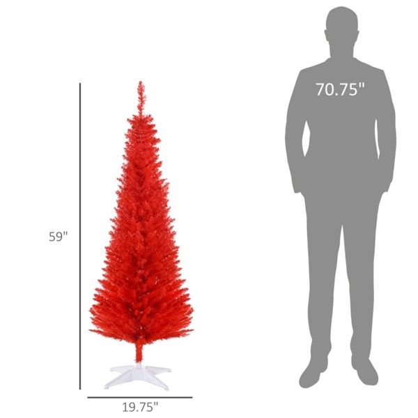 5 ft Slim Pencil Christmas Tree – Lush Artificial Decor in Red, Perfect for Holiday Spaces 2024