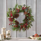 22-inch Eucalyptus & Berry Wreath with Pinecones – Natural Rustic Decor for Front Door, Christmas 2024