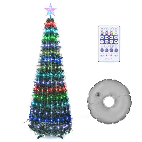 6 ft Pre-Lit Colorful Christmas Tree with RGB LED Lights & Star Finial – Festive Holiday Decor for Home & Office 2024