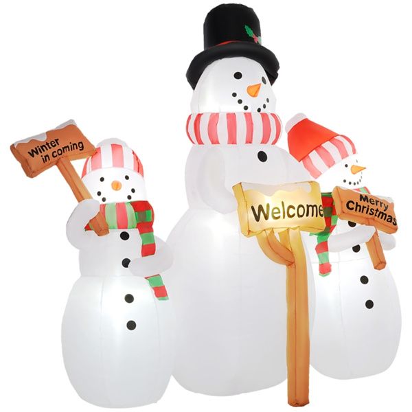 Inflatable Christmas Snowman Trio – LED Lit, Outdoor Safe Holiday Decor, Christmas 2024