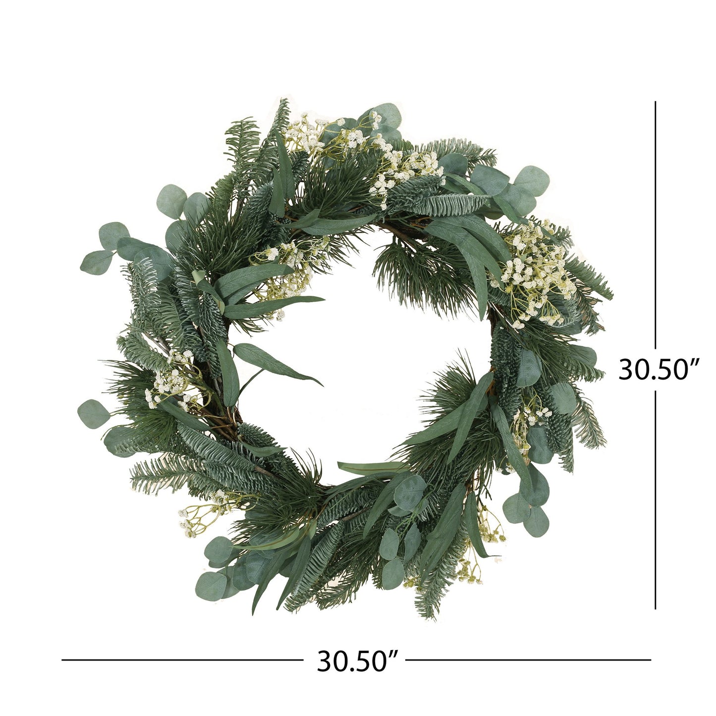 Eucalyptus Leaves and Pine Twigs Wreath – 30-inch Rustic Stars Design, Perfect for Front Door, Christmas Decor 2024