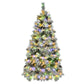 Snow-Flocked 6FT Pre-Lit Christmas Tree with 250 LED Lights, 403 Branch Tips & Pine Cones - Perfect Holiday Decor for Homes & Offices