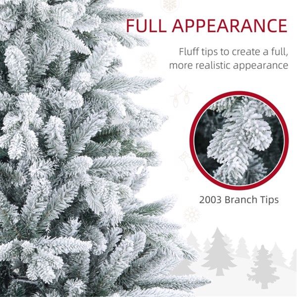 8 ft Snow-Flocked Christmas Tree – Realistic Indoor Holiday Decor with 2003 Tips for Festive Home Celebrations 2024