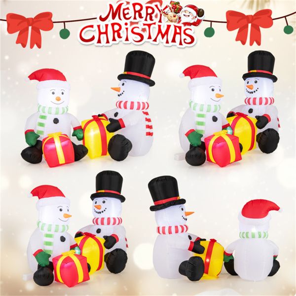 5ft Inflatable Snowman with Gift Boxes – LED Lit Holiday Decor for Outdoor Use, Christmas 2024