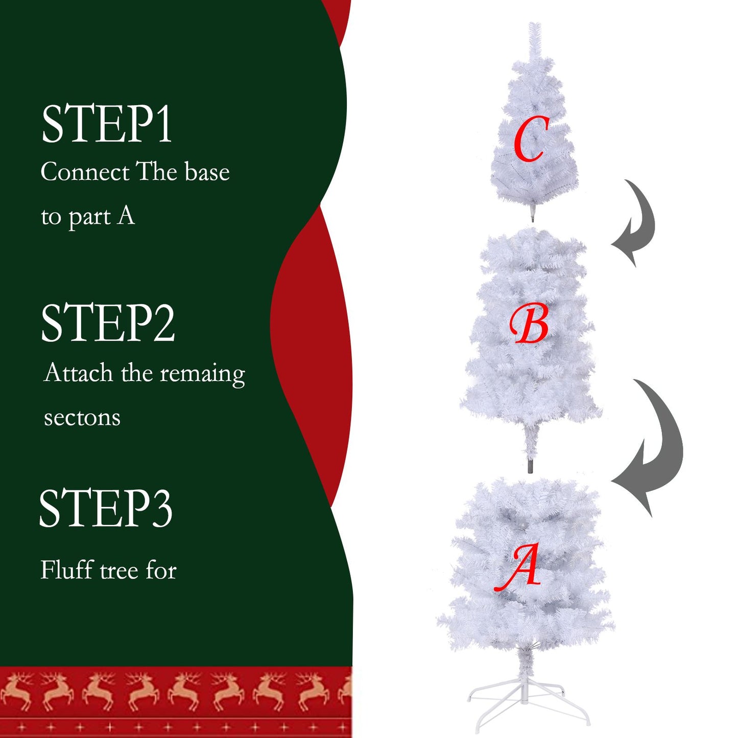 7.5 ft Slim White Artificial Christmas Tree with Foldable Metal Stand – Perfect for Small Spaces & Holiday Decor 2024