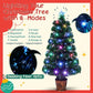 4 ft Pre-Lit Optical Fiber Christmas Tree Set - Colorful LED Lights with Garland, Wreath & Entrance Trees for Festive Holiday Decor 2024