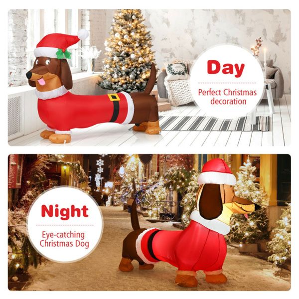 5 Feet Inflatable Christmas Dog Decoration – LED Lit with Built-in Lights, Outdoor Safe, Holiday Decor 2024