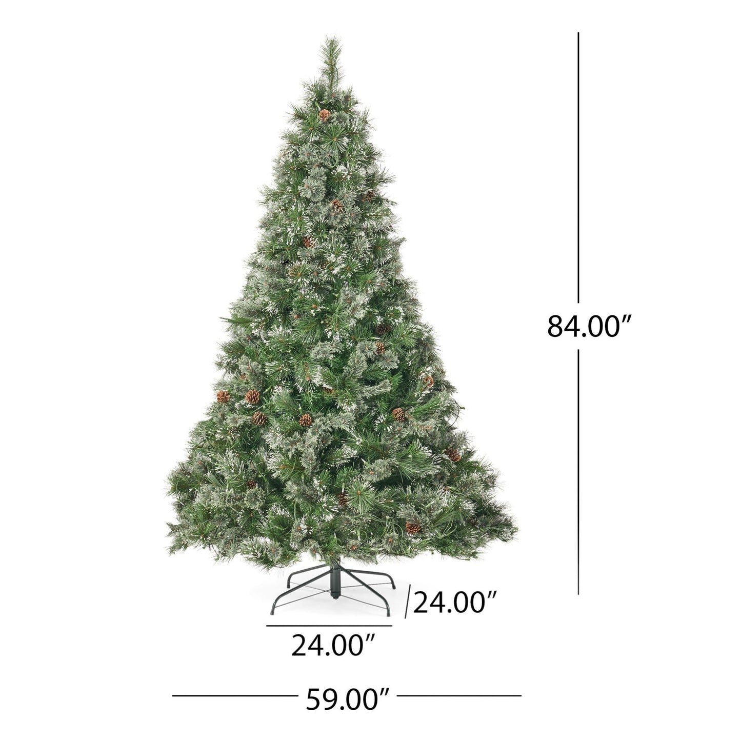 7 ft Snow-Flocked Cashmere Christmas Tree with 900 LED Lights & 75 Pine Cones – Festive Holiday Decor for Home 2024