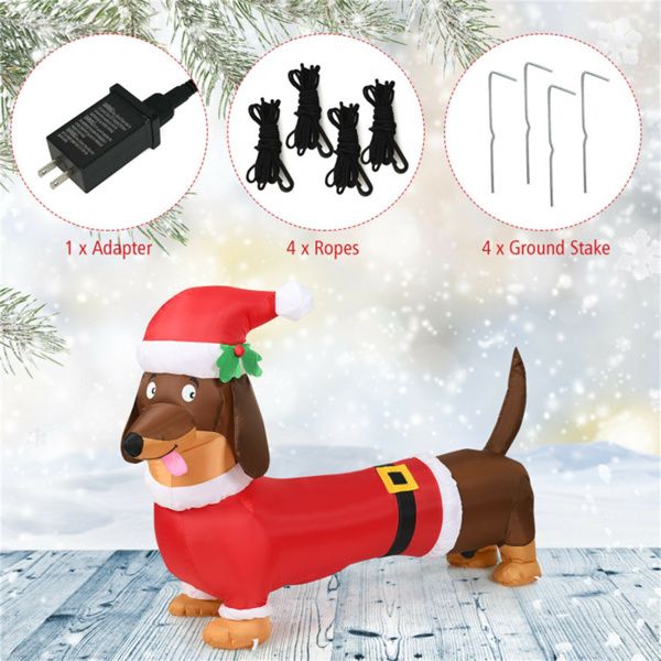 5 Feet Inflatable Christmas Dog Decoration – LED Lit with Built-in Lights, Outdoor Safe, Holiday Decor 2024