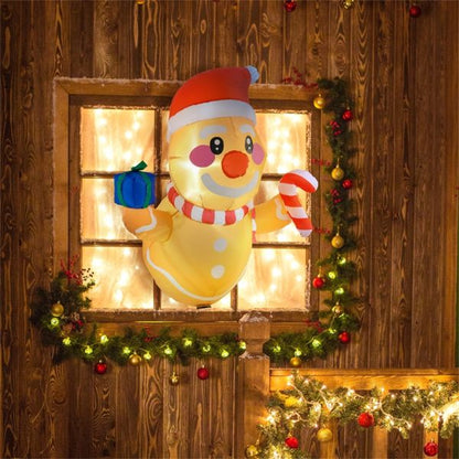 Inflatable Gingerbread Man Christmas Decor – 41.3" LED Lit with Gift Box & Candy Cane, Outdoor Safe, Holiday Decor 2024