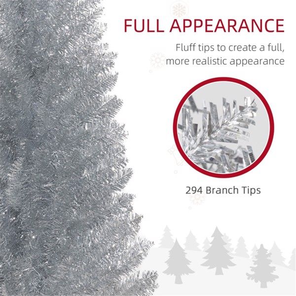 5ft Slim Pencil Silver Artificial Christmas Tree – Lush Holiday Decor for Small Spaces, Perfect for Christmas 2024