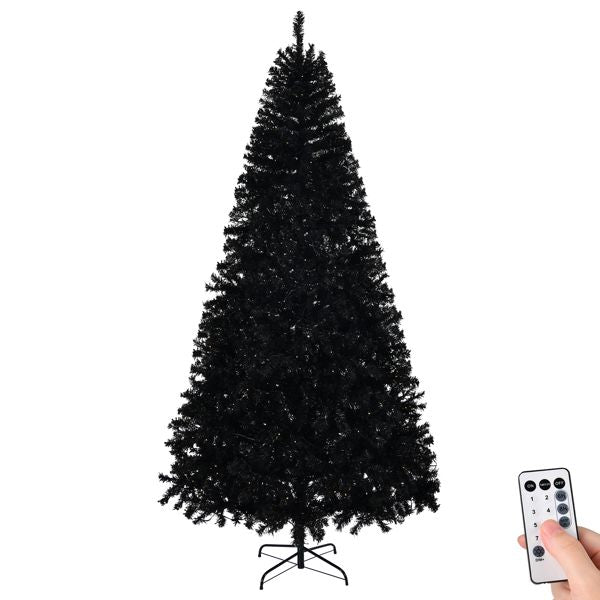 8 FT Pre-Lit Black Christmas Tree – Realistic Pine Design with 550 LED Lights and Remote Control, Perfect Holiday Decor for Home & Office 2024