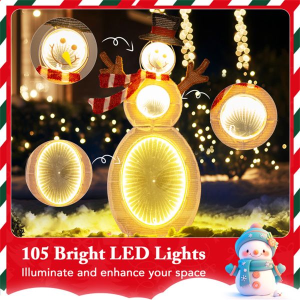 Lighted Snowman Decoration – 2.6 ft with 105 LED Lights, Winter Wonderland Theme, Indoor/Outdoor Use, Christmas Decor 2024