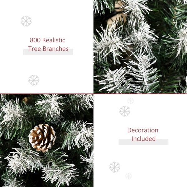 6 ft Snow-Flocked Artificial Christmas Tree with Pinecones – Realistic Holiday Decor for Indoor Use, Perfect for Christmas 2024