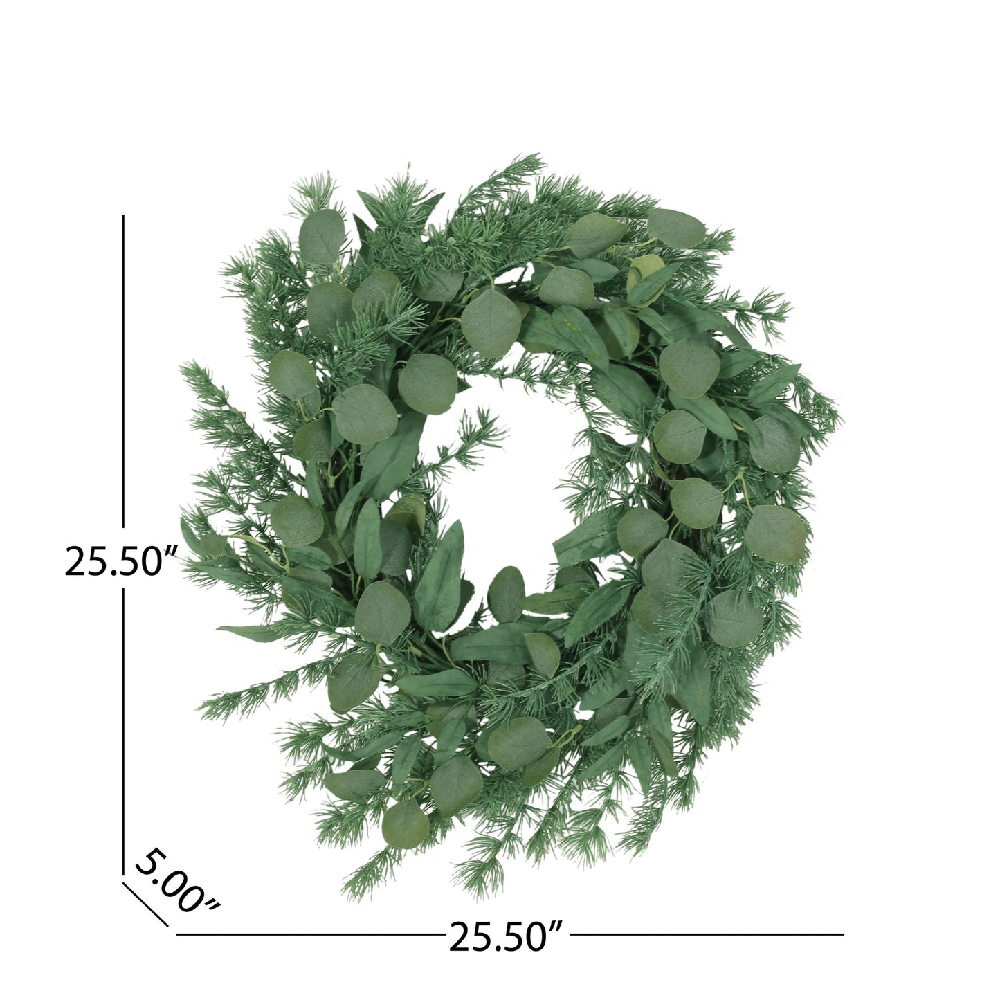 24.5-inch Lush Leaves Wreath – Natural Thatched Twig Frame, Lightweight for Home Decor, Christmas 2024