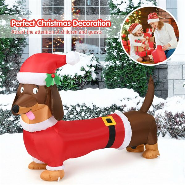 5 Feet Inflatable Christmas Dog Decoration – LED Lit with Built-in Lights, Outdoor Safe, Holiday Decor 2024