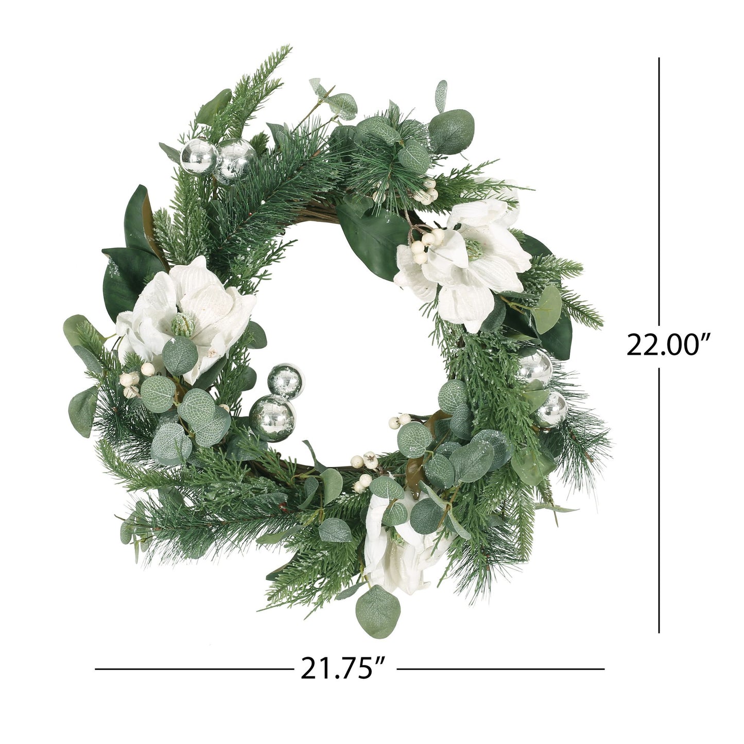 21.75-inch Magnolia Leaves Wreath – Lush Greenery for Front Door, Holiday Decor 2024