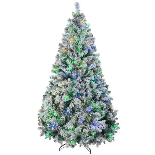 6 ft Pre-Lit Snow-Flocked Christmas Tree with LED Lights – Realistic Holiday Decor for Home & Office Christmas 2024