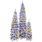 4FT, 6FT, 8FT Pre-Lit Snow-Flocked Pencil Christmas Trees with LED Lights – Slim Holiday Decor Set for Home & Office 2024