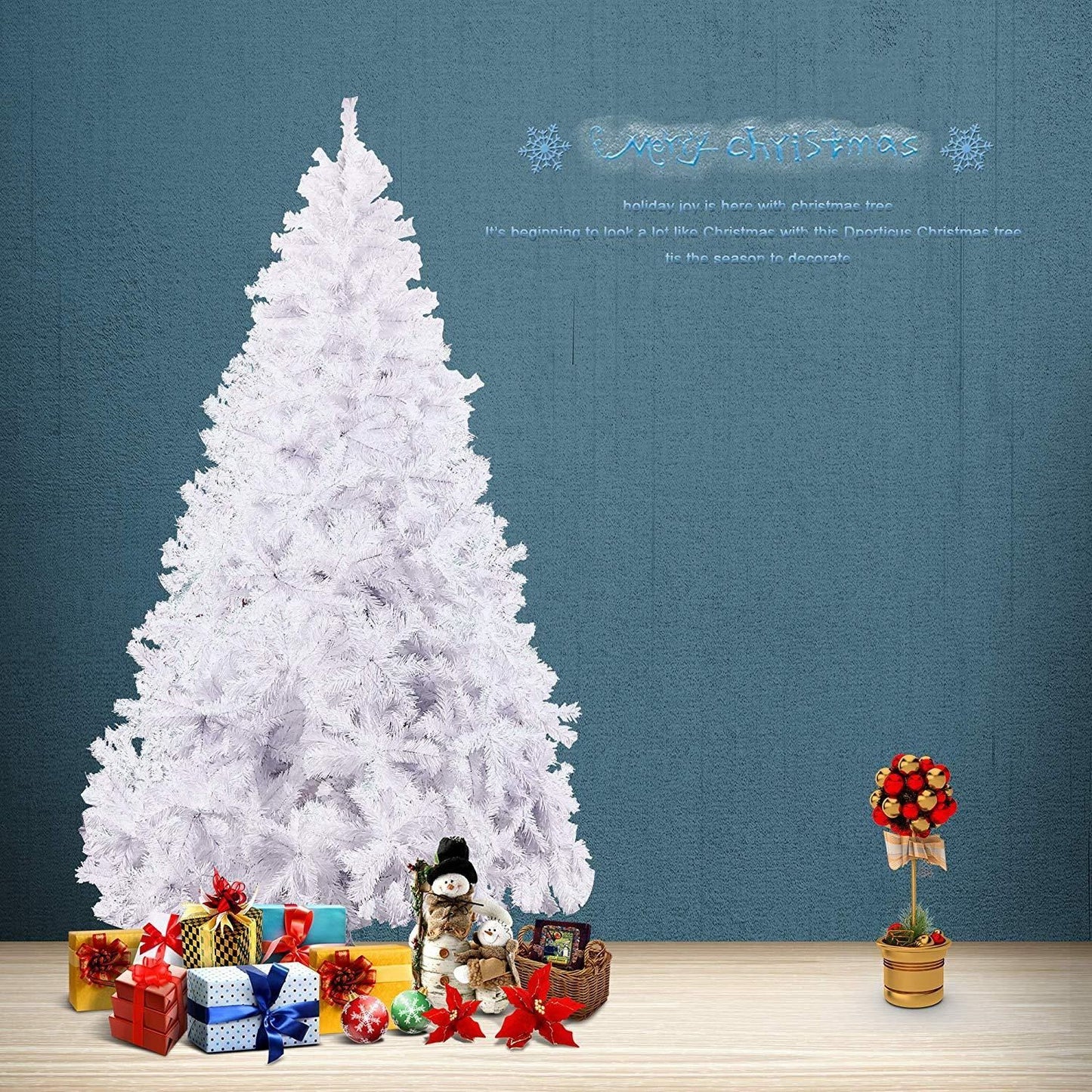 8 Ft Eco-Friendly PVC Christmas Tree - 1500 Tips for Festive Decoration, Sturdy Metal Base, Perfect Holiday Centerpiece