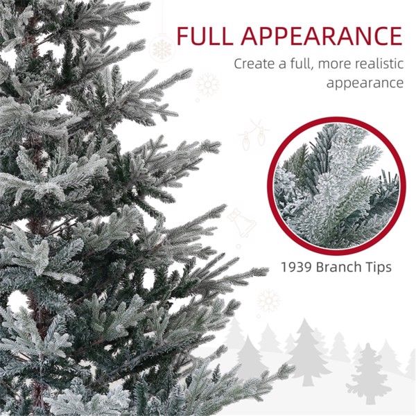 9 ft Realistic Snow-Flocked Nordic Pine Christmas Tree – Full Holiday Decor for Home, Perfect for Christmas 2024