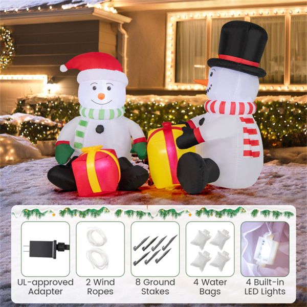 5ft Inflatable Snowman with Gift Boxes – LED Lit Holiday Decor for Outdoor Use, Christmas 2024