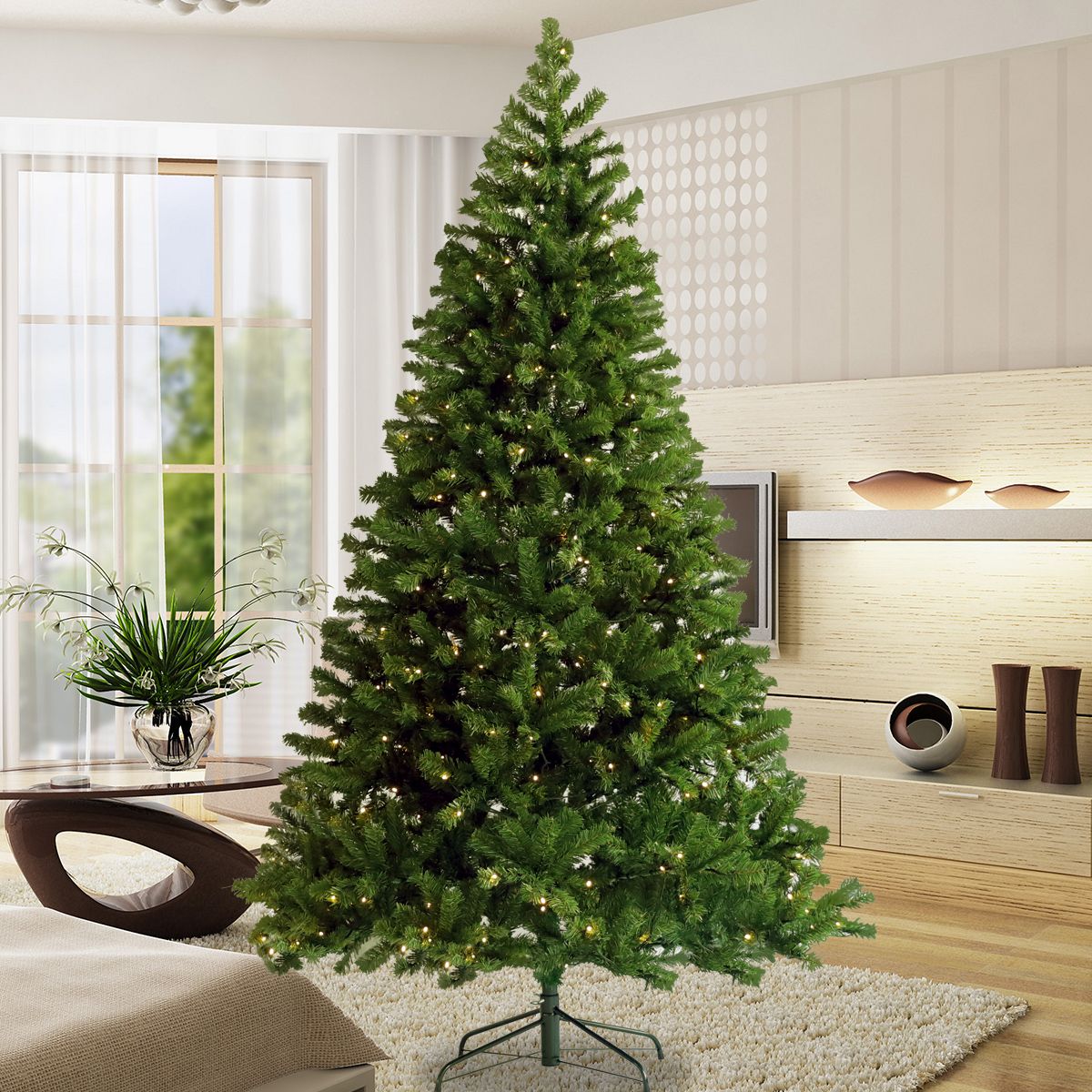 6ft Pre-lit Artificial Christmas Tree - Lifelike Hinged Xmas Tree with Sturdy Metal Stand, Perfect Holiday Decor