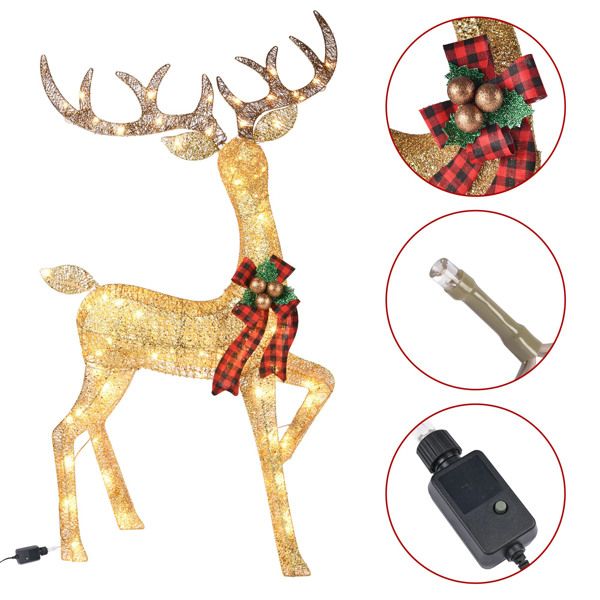 Illuminated 3-Piece Christmas Deer Family Set with 210 Warm White LED Lights for Outdoor Holiday Decor