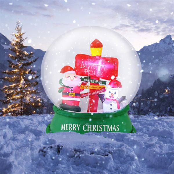 4 Ft Inflatable Christmas Snow Globe – LED Lit Santa & Snowmen, Outdoor Decoration for Holiday 2024