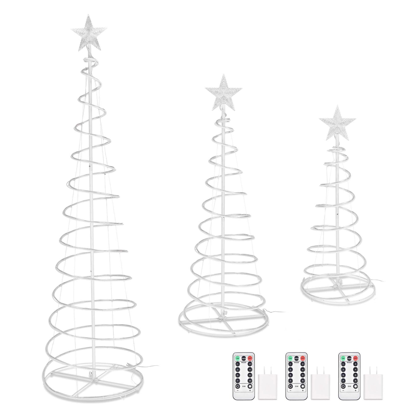 6FT Colorful LED Plug-in Spiral Christmas Tree with Star Finial - USB Powered, 8 Lighting Modes for Holiday Decor 2024