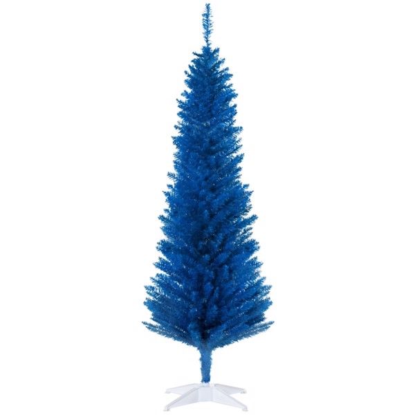 5 ft Slim Pencil Blue Christmas Tree - 294 Branches for a Lush Look, Ideal Holiday Decor for Christmas 2024