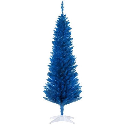 5 ft Slim Pencil Blue Christmas Tree - 294 Branches for a Lush Look, Ideal Holiday Decor for Christmas 2024