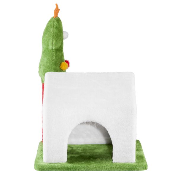 24-inch Plush Christmas Cat Cave – Festive Tree Design, Cozy Bed for Indoor Cats, Holiday Decor 2024