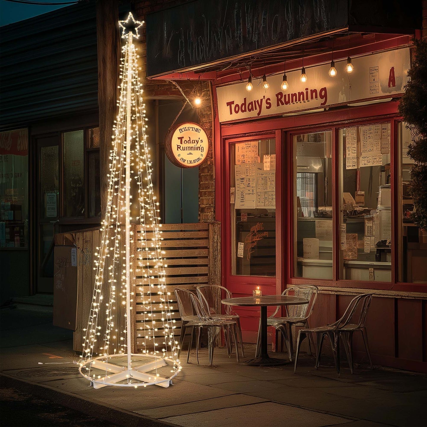 12 ft Solar-Powered LED Christmas Cone Tree Light with 1120 Warm White Lights - Festive Outdoor Holiday Decor for 2024