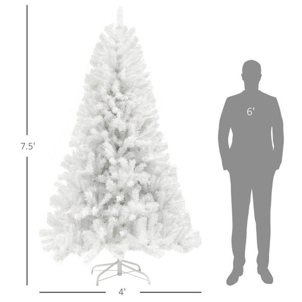 7.5 ft Realistic White Christmas Tree – Flame Retardant, Easy Setup for Indoor Holiday Decor 2024